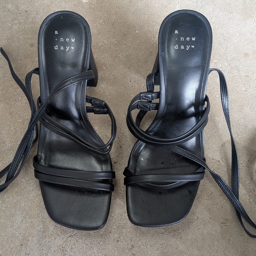 A New Day Strappy Black Sandals